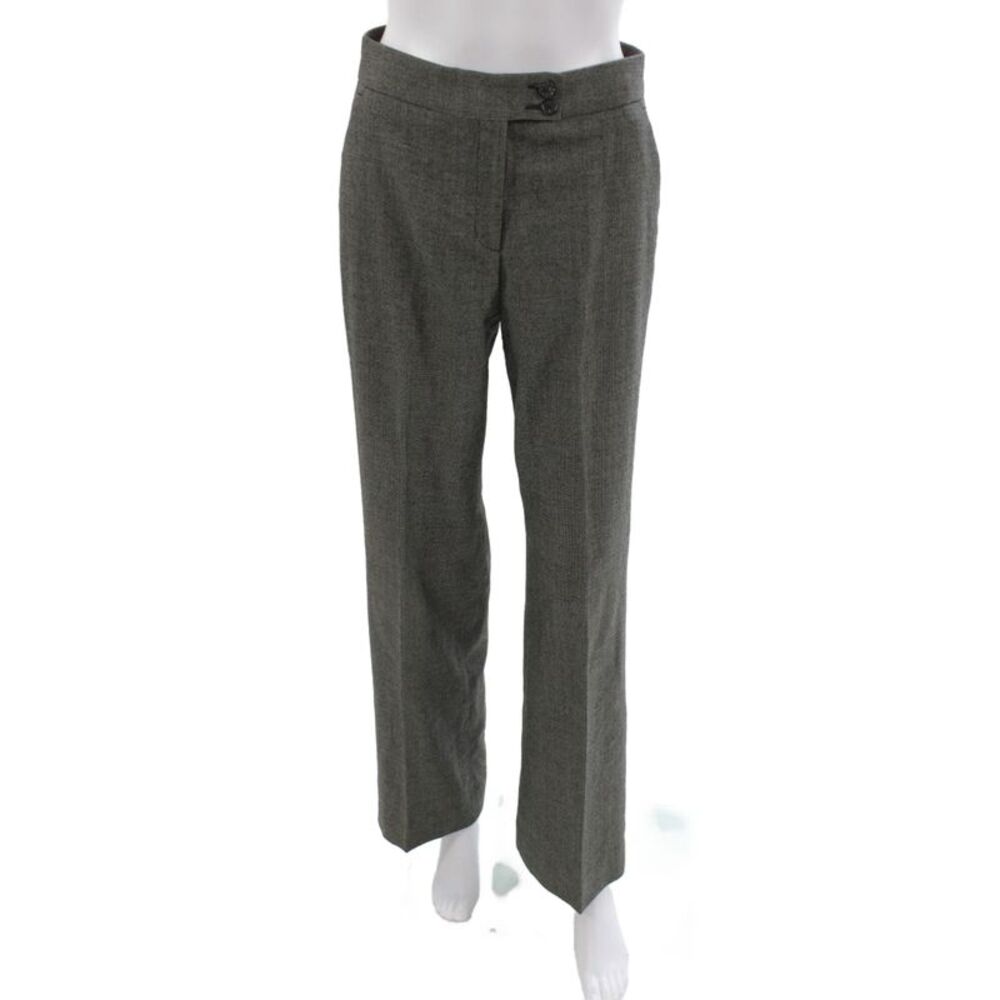 Etro Women Dress Pants Gray Wool Check Button Size 38